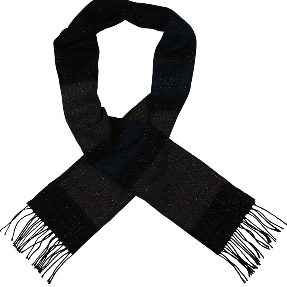 Steve Madden Womens Winter Metallic Muffler Scarf Navy O/S